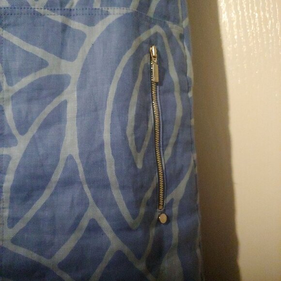 Lafayette 148 New York Blue Geometric 100% Linen Sleeveless Beachy Resort Dress - Picture 7 of 10